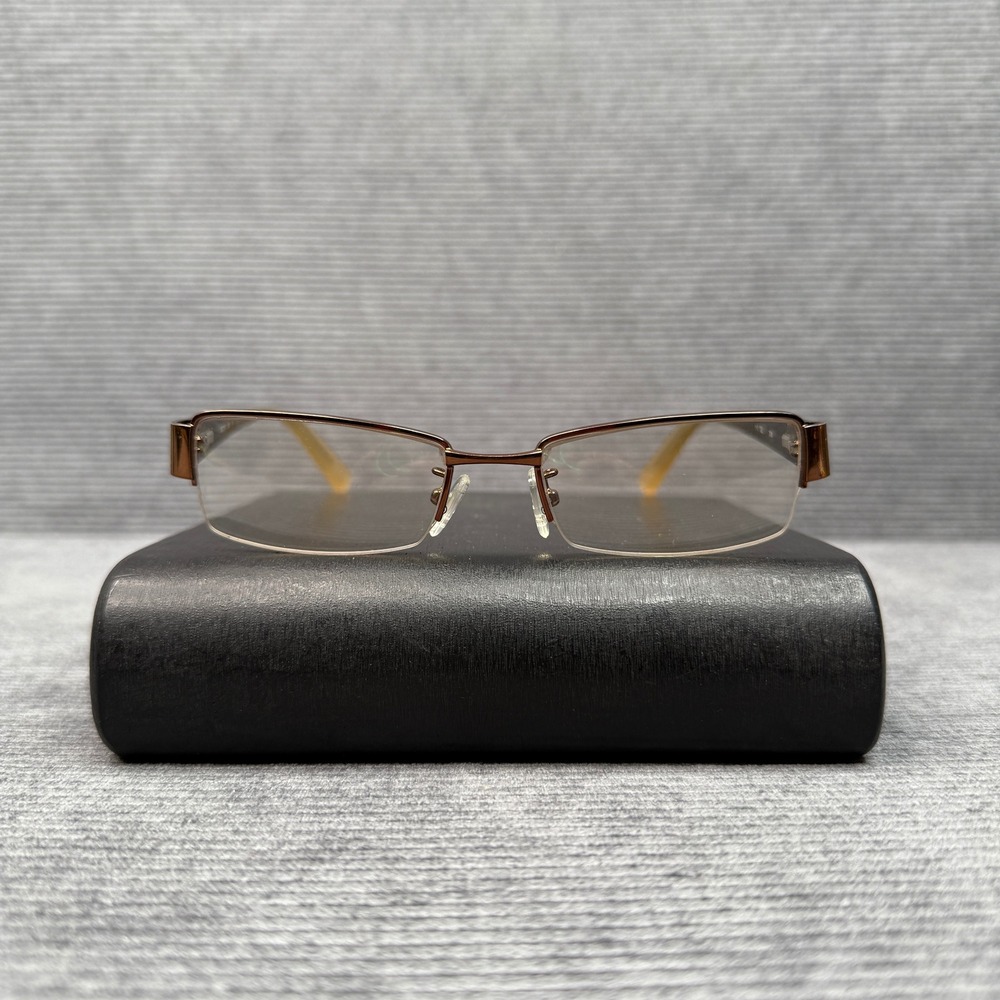 Calvin Klein Brown Rectangular Half Rim Y2K Eyeglasses CKE 232 250 50-18-135